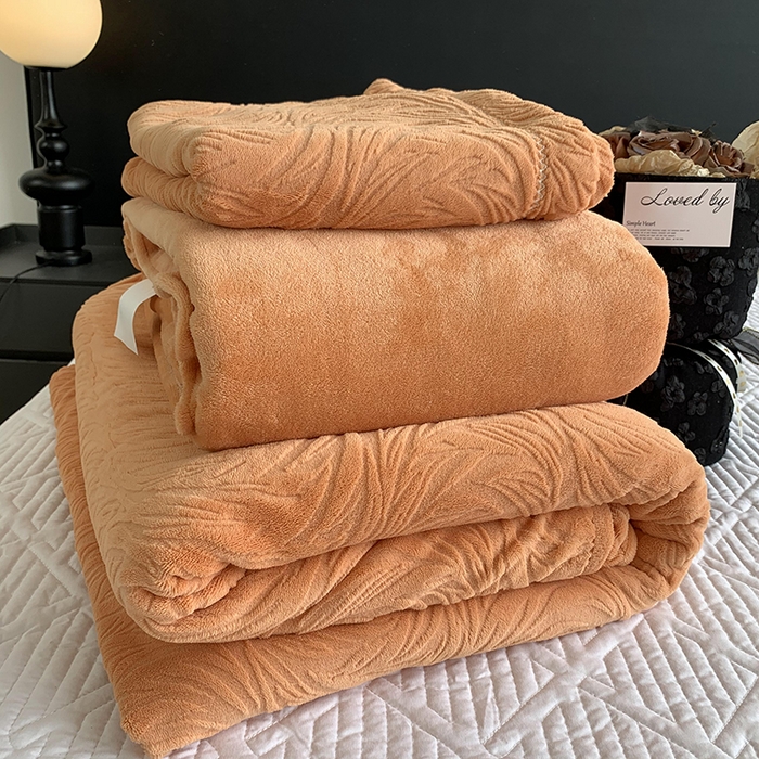 91家纺网 家纺一手货源 找家纺 莱豫家纺 2025新款全消光雕花牛奶绒四件套-流年 流年心愿橙