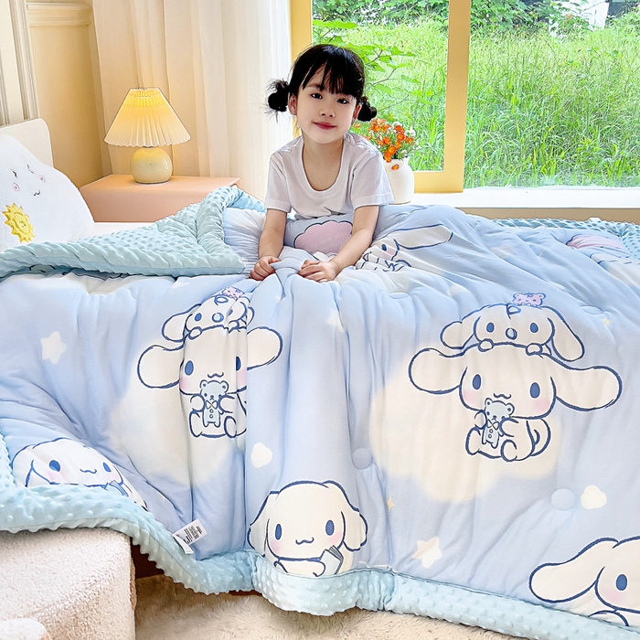 91家纺网 家纺一手货源 找家纺 吉咪兔家纺 25年新款三丽鸥库洛米儿童豆豆被针织棉幼儿园宝宝午睡春秋四季婴儿被子伙伴玉桂狗