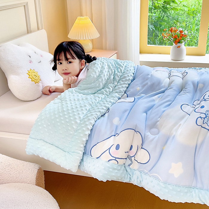 91家纺网 家纺一手货源 找家纺 吉咪兔家纺 25年新款三丽鸥库洛米儿童豆豆被针织棉幼儿园宝宝午睡春秋四季婴儿被子伙伴玉桂狗