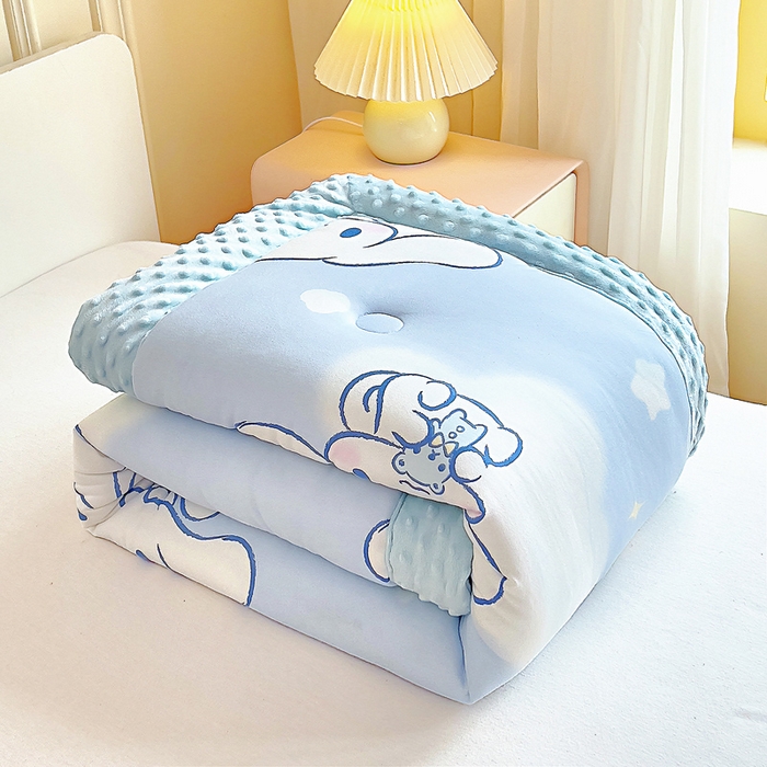 91家纺网 家纺一手货源 找家纺 吉咪兔家纺 25年新款三丽鸥库洛米儿童豆豆被针织棉幼儿园宝宝午睡春秋四季婴儿被子伙伴玉桂狗