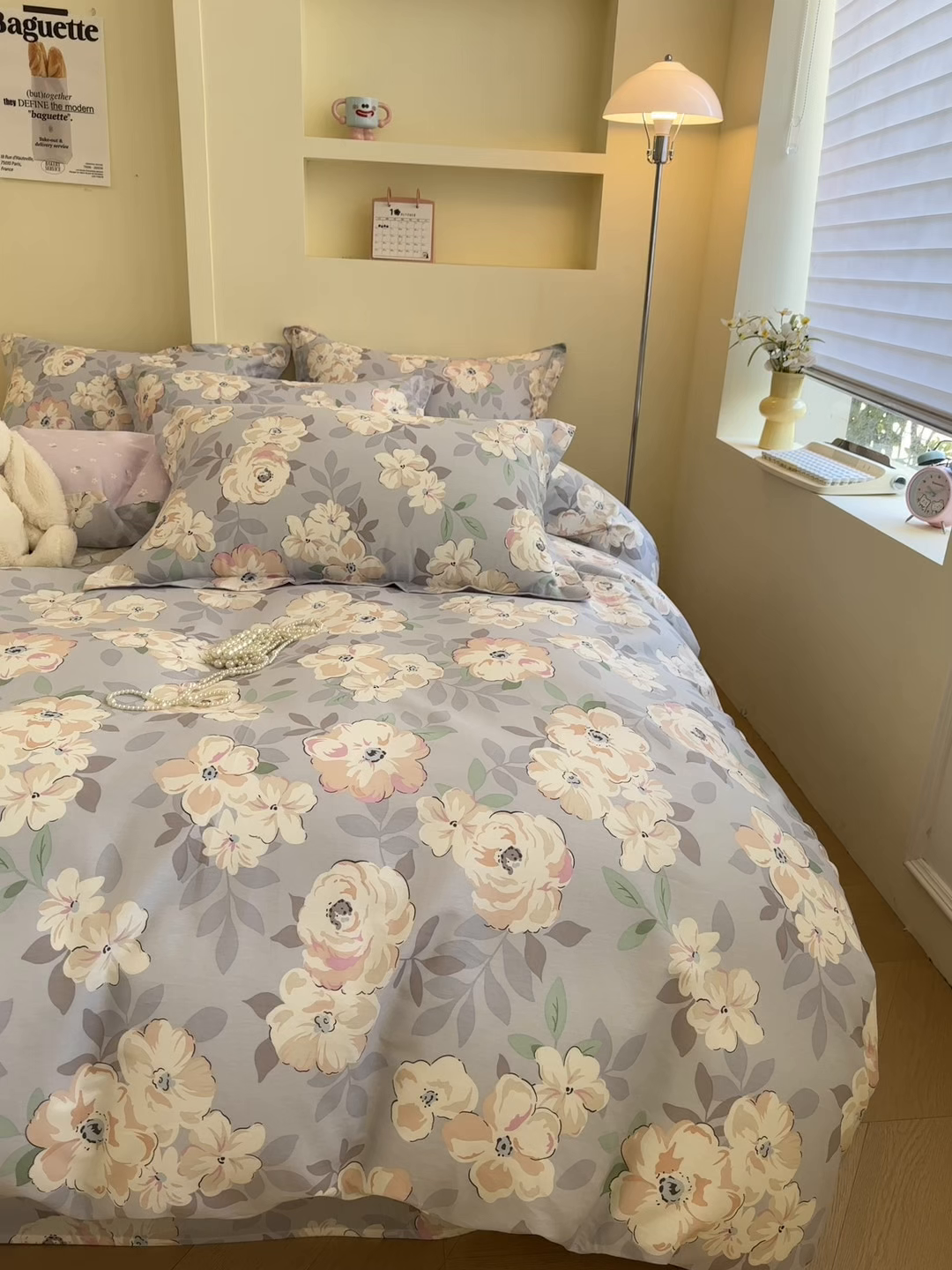 91家纺网 家纺一手货源 找家纺 绵庭家纺 2025新款田园花卉全棉纯棉印花四件套 幽兰花梦紫