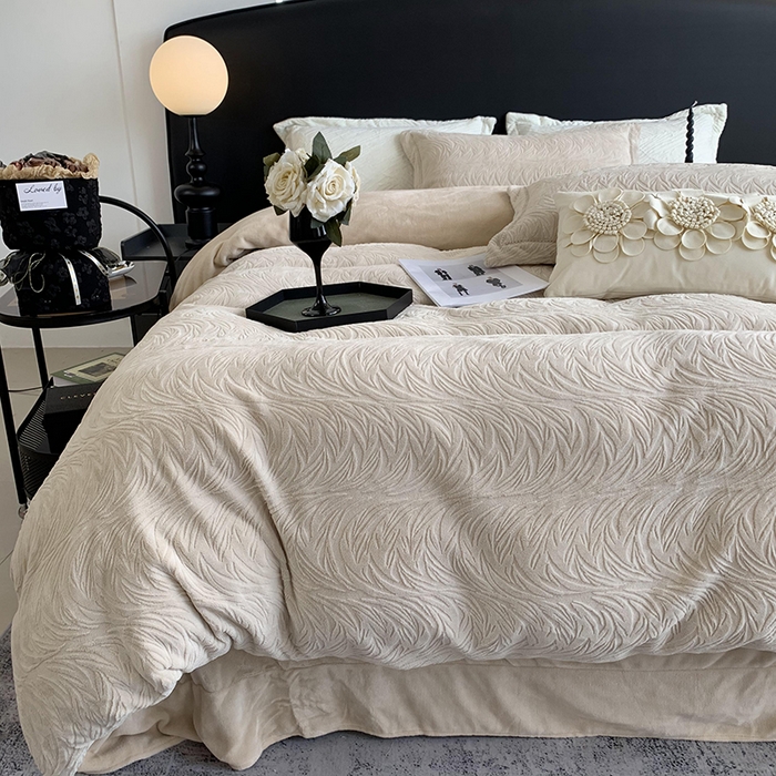 91家纺网 家纺一手货源 找家纺 （总）莱豫家纺 2025新款全消光雕花牛奶绒四件套-流年