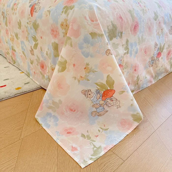 91家纺网 家纺一手货源 找家纺 绵庭家纺 2025新款田园花卉全棉纯棉印花四件套 油画弦音