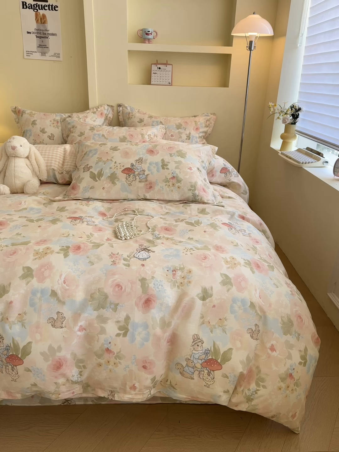 91家纺网 家纺一手货源 找家纺 绵庭家纺 2025新款田园花卉全棉纯棉印花四件套 油画弦音