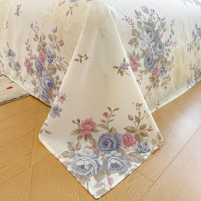 91家纺网 家纺一手货源 找家纺 绵庭家纺 2025新款田园花卉全棉纯棉印花四件套 又见江南