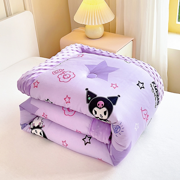 91家纺网 家纺一手货源 找家纺 吉咪兔家纺 25年新款三丽鸥库洛米儿童豆豆被针织棉幼儿园宝宝午睡春秋四季婴儿被子五星库洛米