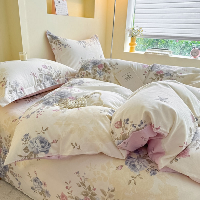 91家纺网 家纺一手货源 找家纺 绵庭家纺 2025新款田园花卉全棉纯棉印花四件套 又见江南