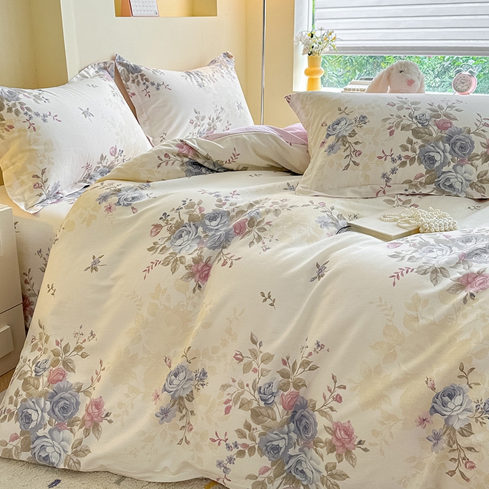 91家纺网 家纺一手货源 找家纺 绵庭家纺 2025新款田园花卉全棉纯棉印花四件套 又见江南