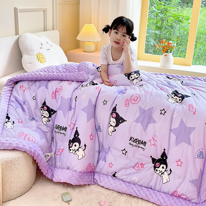 91家纺网 家纺一手货源 找家纺 吉咪兔家纺 25年新款三丽鸥库洛米儿童豆豆被针织棉幼儿园宝宝午睡春秋四季婴儿被子五星库洛米