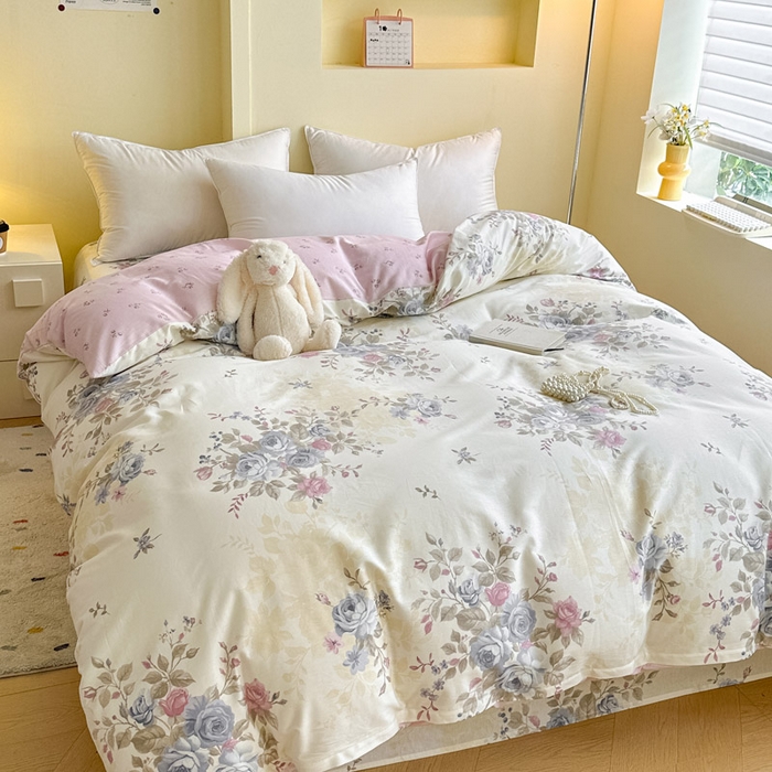 91家纺网 家纺一手货源 找家纺 绵庭家纺 2025新款田园花卉全棉纯棉印花四件套 又见江南