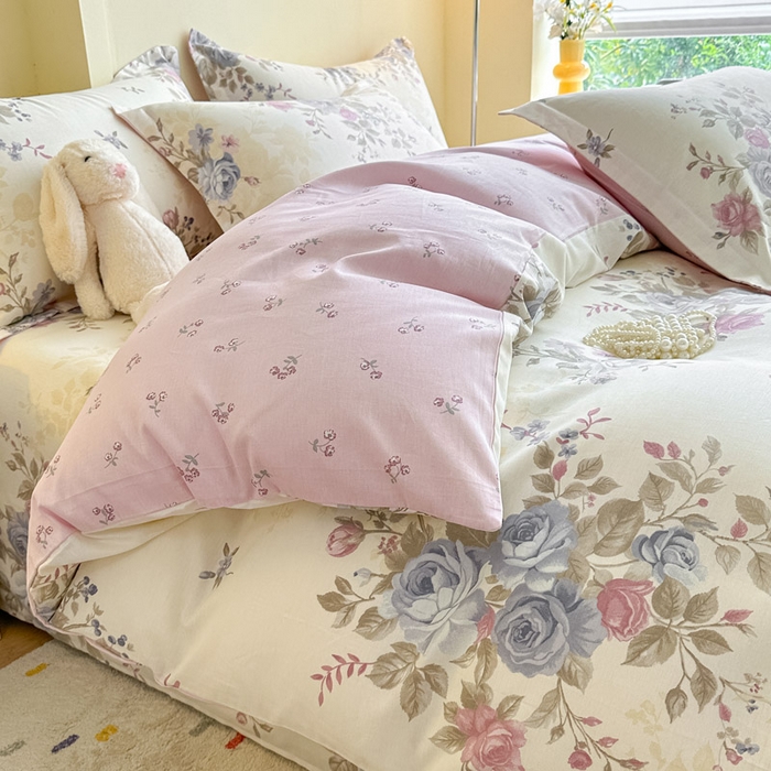 91家纺网 家纺一手货源 找家纺 绵庭家纺 2025新款田园花卉全棉纯棉印花四件套 又见江南