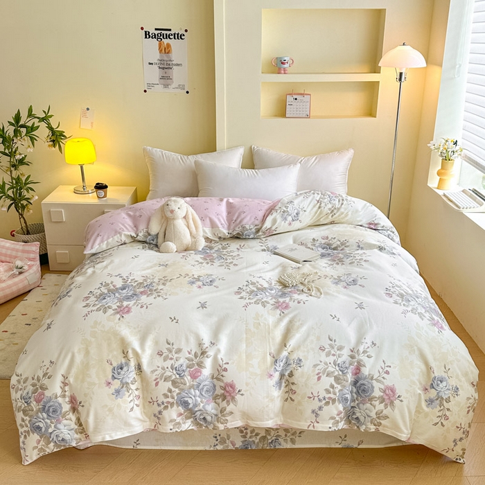 91家纺网 家纺一手货源 找家纺 绵庭家纺 2025新款田园花卉全棉纯棉印花四件套 又见江南