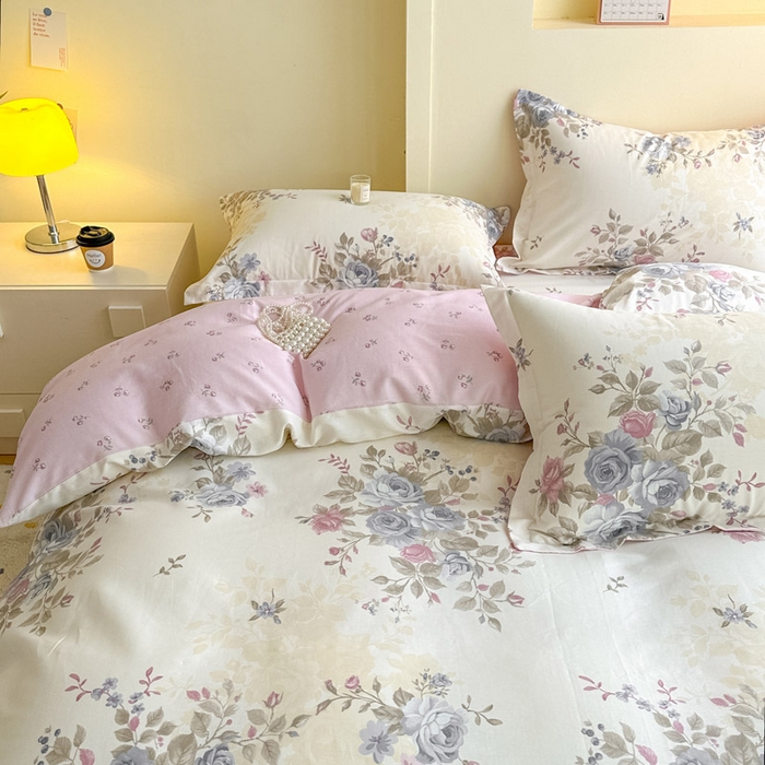 91家纺网 家纺一手货源 找家纺 绵庭家纺 2025新款田园花卉全棉纯棉印花四件套 又见江南