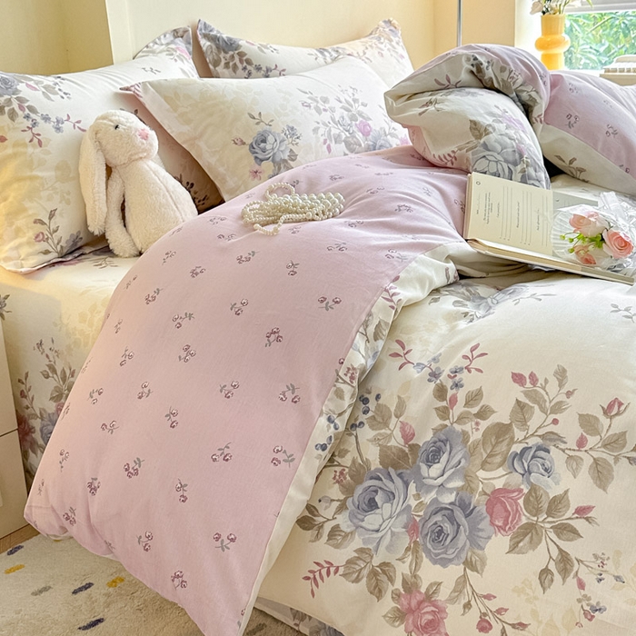 91家纺网 家纺一手货源 找家纺 绵庭家纺 2025新款田园花卉全棉纯棉印花四件套 又见江南