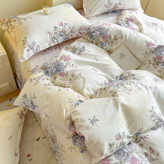 91家纺网 家纺一手货源 找家纺 绵庭家纺 2025新款田园花卉全棉纯棉印花四件套 又见江南