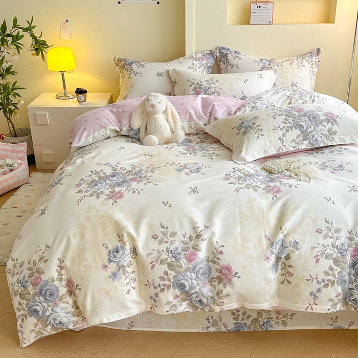 91家纺网 家纺一手货源 找家纺 绵庭家纺 2025新款田园花卉全棉纯棉印花四件套 又见江南