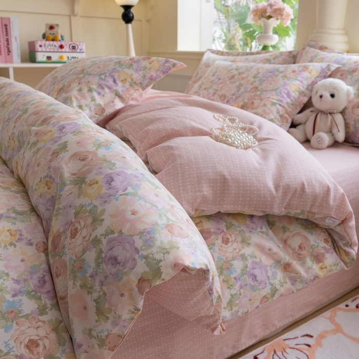 绵庭家纺 2025新款田园花卉全棉纯棉印花四件套 悦下花影