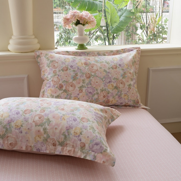 91家纺网 家纺一手货源 找家纺 绵庭家纺 2025新款田园花卉全棉纯棉印花四件套 悦下花影