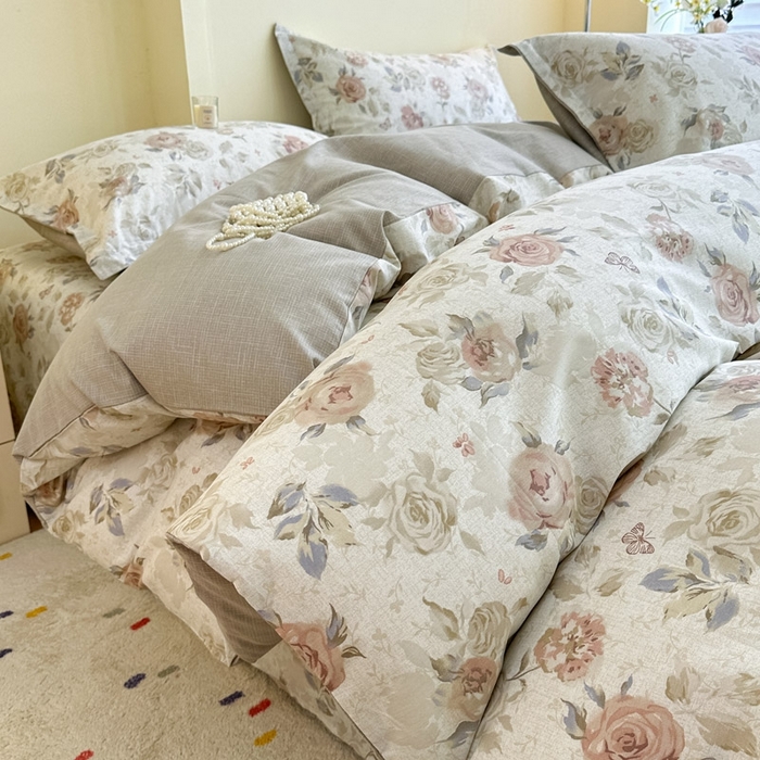绵庭家纺 2025新款田园花卉全棉纯棉印花四件套 真礼
