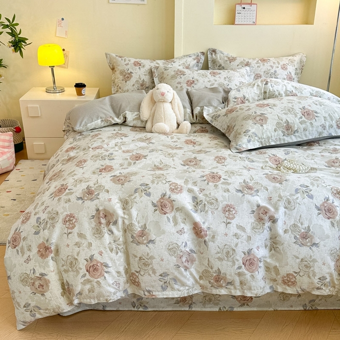 91家纺网 家纺一手货源 找家纺 绵庭家纺 2025新款田园花卉全棉纯棉印花四件套 真礼