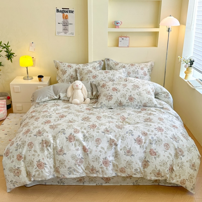 91家纺网 家纺一手货源 找家纺 绵庭家纺 2025新款田园花卉全棉纯棉印花四件套 真礼