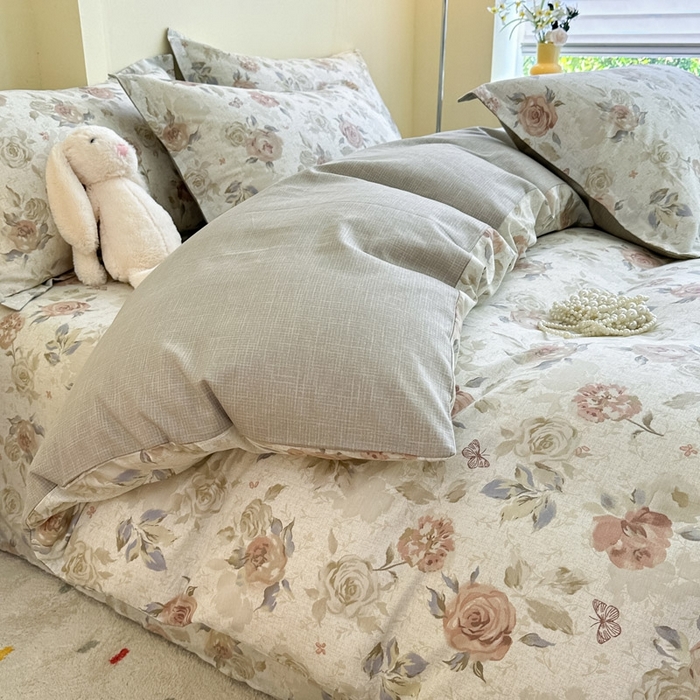 91家纺网 家纺一手货源 找家纺 绵庭家纺 2025新款田园花卉全棉纯棉印花四件套 真礼