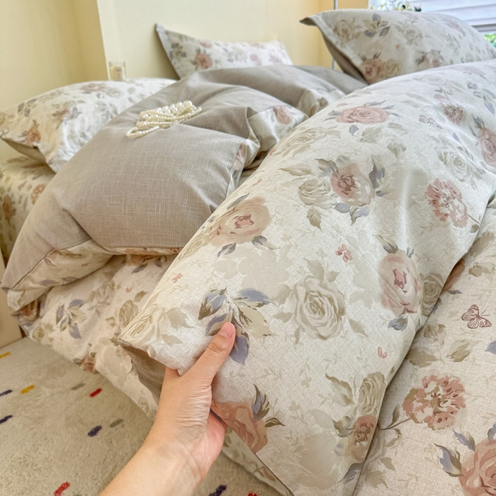 91家纺网 家纺一手货源 找家纺 绵庭家纺 2025新款田园花卉全棉纯棉印花四件套 真礼