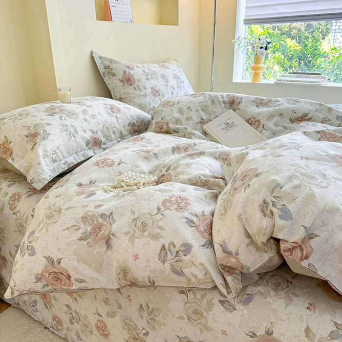 91家纺网 家纺一手货源 找家纺 绵庭家纺 2025新款田园花卉全棉纯棉印花四件套 真礼