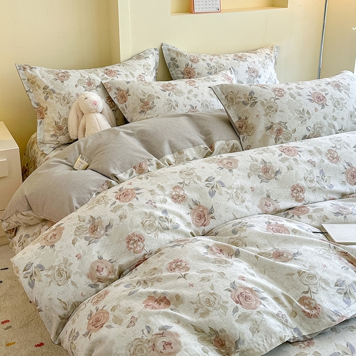 91家纺网 家纺一手货源 找家纺 绵庭家纺 2025新款田园花卉全棉纯棉印花四件套 真礼
