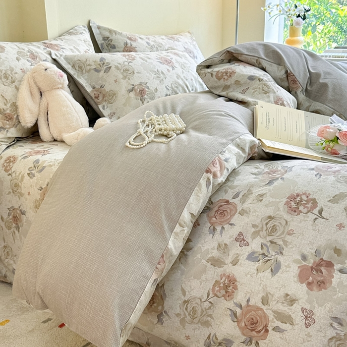 91家纺网 家纺一手货源 找家纺 绵庭家纺 2025新款田园花卉全棉纯棉印花四件套 真礼