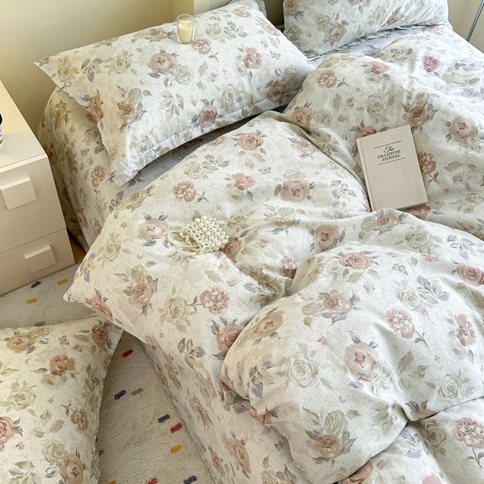 91家纺网 家纺一手货源 找家纺 绵庭家纺 2025新款田园花卉全棉纯棉印花四件套 真礼