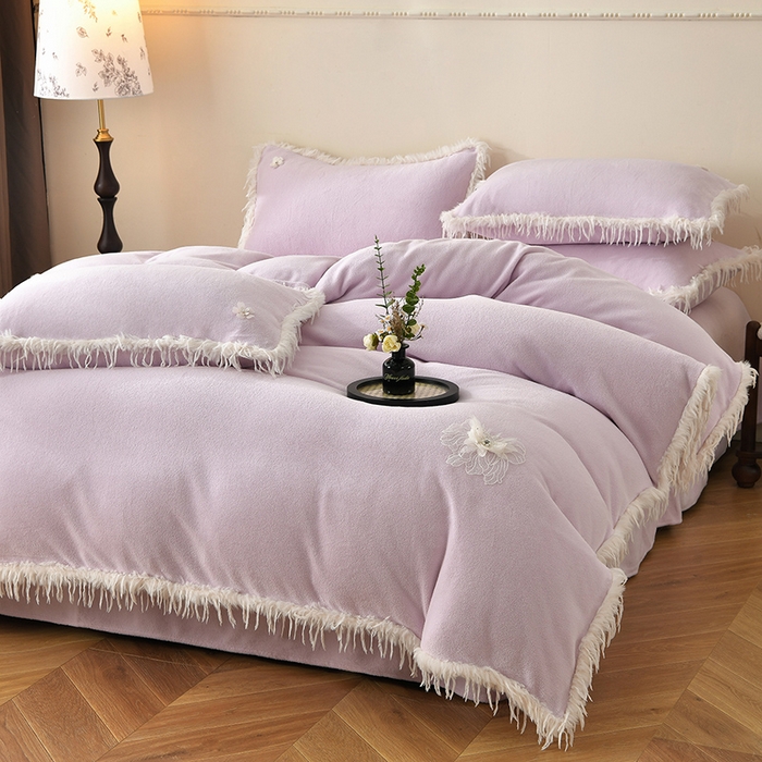 91家纺网 家纺一手货源 找家纺 德比尔斯 2025新款海獭毛石墨烯四件套 米娅-紫