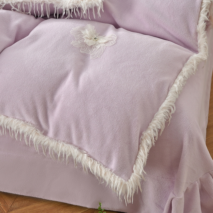 91家纺网 家纺一手货源 找家纺 德比尔斯 2025新款海獭毛石墨烯四件套 米娅-紫