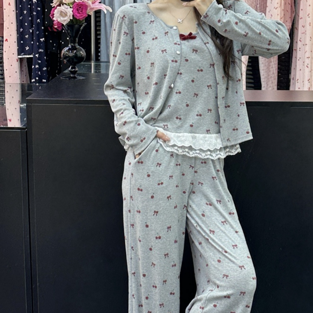 （总）妍景家居生活馆 2025新款樱桃蝴蝶结三件套