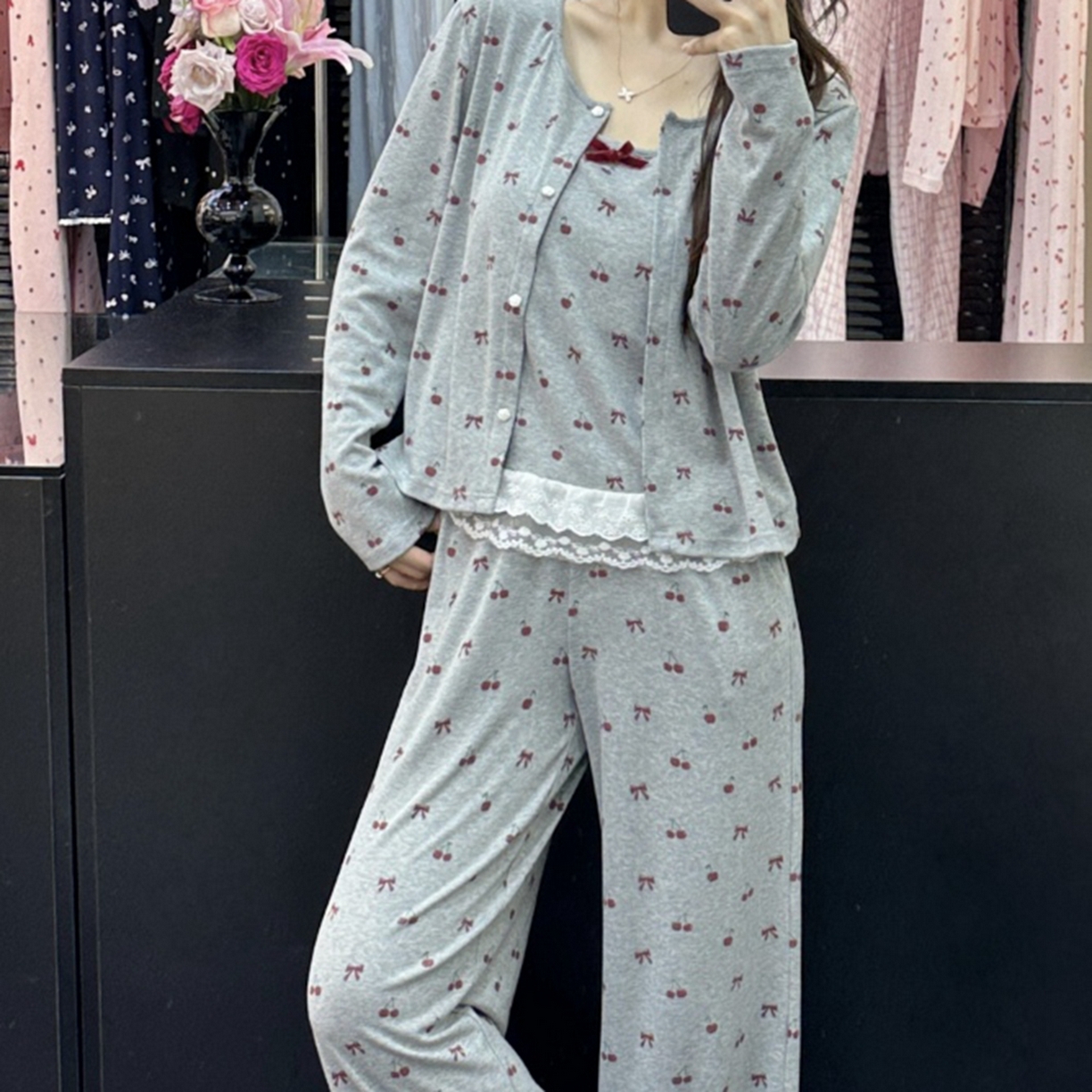 91家纺网 家纺一手货源 找家纺 （总）妍景家居生活馆 2025新款樱桃蝴蝶结三件套