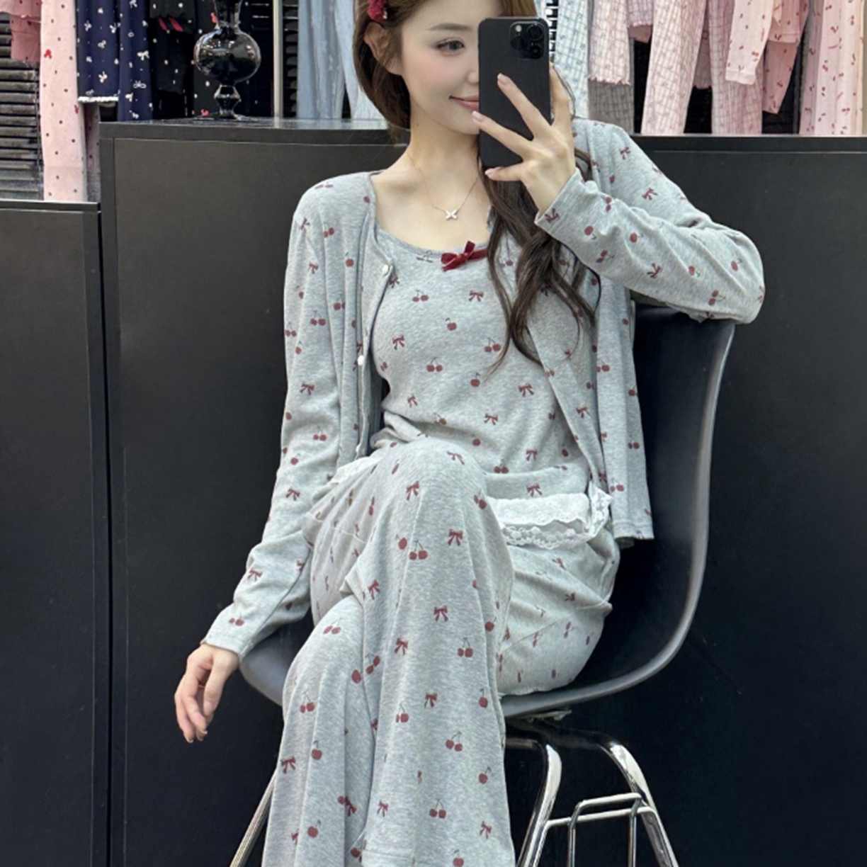 91家纺网 家纺一手货源 找家纺 （总）妍景家居生活馆 2025新款樱桃蝴蝶结三件套