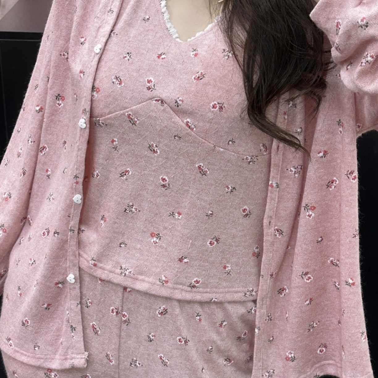 91家纺网 家纺一手货源 找家纺 （总）妍景家居生活馆 2025新款仿羊绒小碎花三件套粉