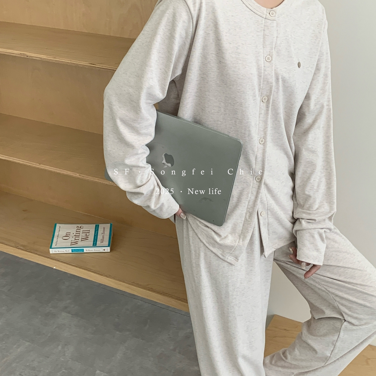 91家纺网 家纺一手货源 找家纺 妍景家居生活馆 2025新款点缀纽扣简约款套装 米灰