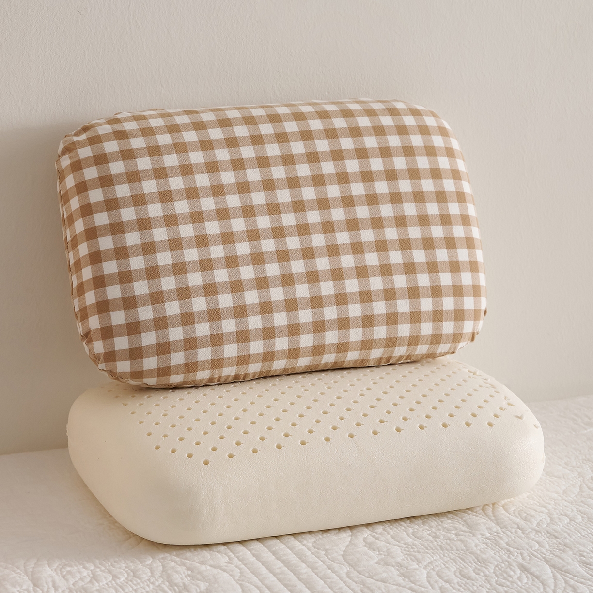 91家纺网 家纺一手货源 找家纺 乐可 2025新款水洗棉乳胶面包枕头枕芯抱枕午睡枕露营枕 水洗棉乳胶面包枕-MS1咖