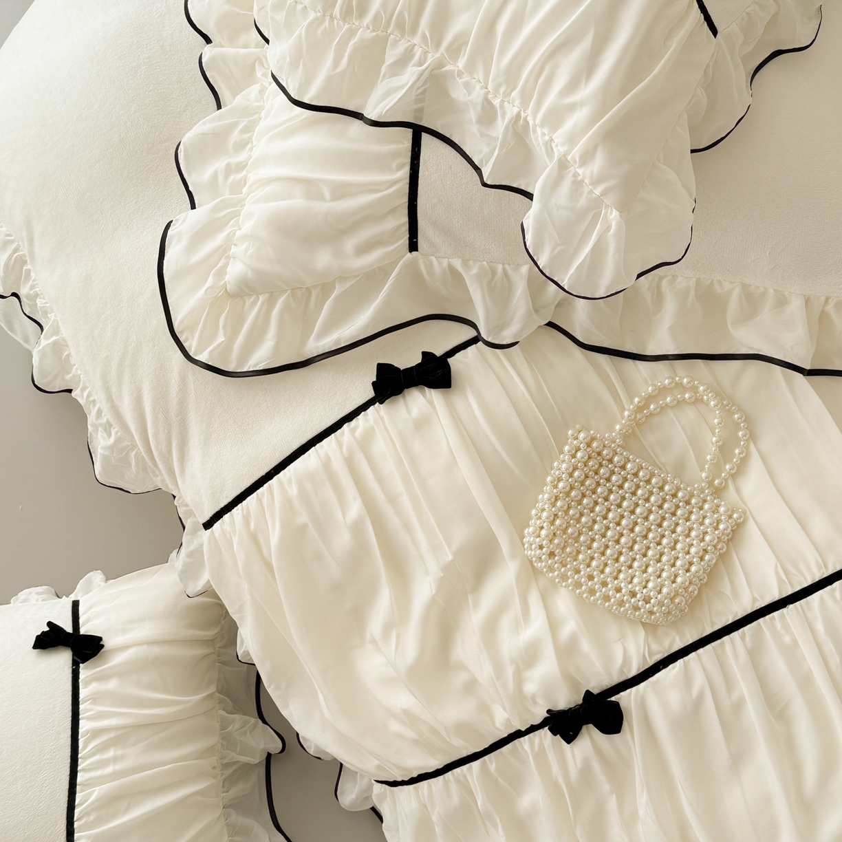 91家纺网 家纺一手货源 找家纺 （总）米可 2025新款牛奶绒蕾丝花边四件套韩版法式公主风四件套~  安琪儿系列