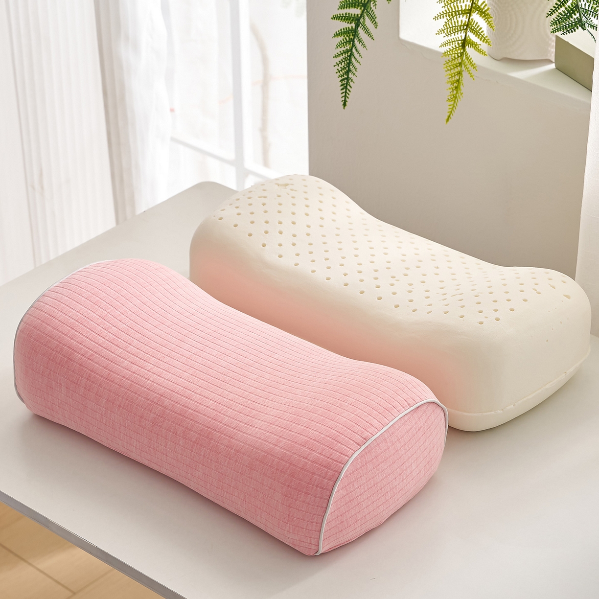 91家纺网 家纺一手货源 找家纺 （总）乐可 2025新款条纹乳胶便携枕头枕芯抱枕午睡枕露营枕