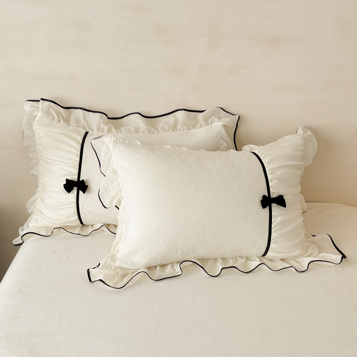 91家纺网 家纺一手货源 找家纺 米可 2025新款牛奶绒蕾丝花边四件套韩版法式公主风四件套~  安琪儿系列 安琪儿~白