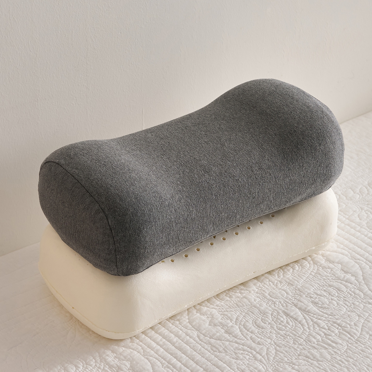 乐可 2025新款针织棉乳胶便携枕头枕芯抱枕午睡枕露营枕 针织棉乳胶便携枕-XZ3深灰