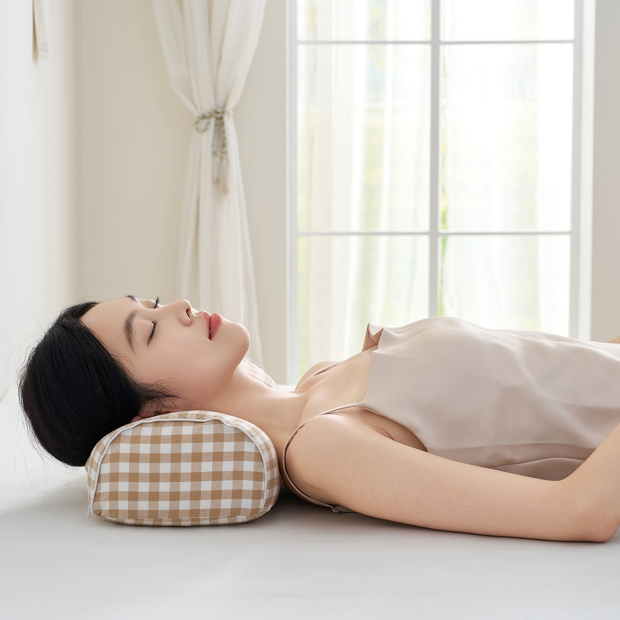 91家纺网 家纺一手货源 找家纺 乐可 2025新款水洗棉乳胶便携枕头枕芯抱枕午睡枕露营枕 水洗棉乳胶便携枕-XS3咖