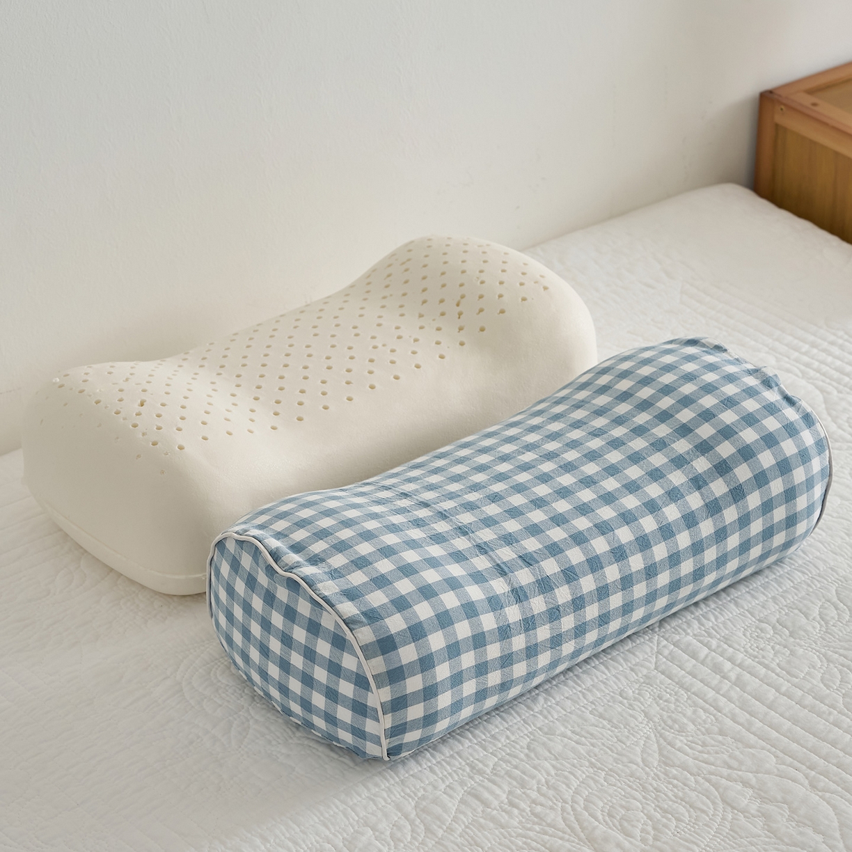 91家纺网 家纺一手货源 找家纺 乐可 2025新款水洗棉乳胶便携枕头枕芯抱枕午睡枕露营枕 水洗棉乳胶便携枕-XS3蓝