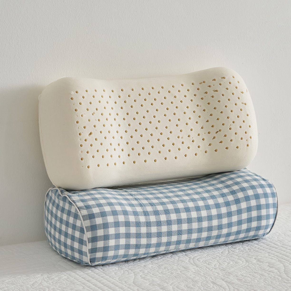 91家纺网 家纺一手货源 找家纺 乐可 2025新款水洗棉乳胶便携枕头枕芯抱枕午睡枕露营枕 水洗棉乳胶便携枕-XS3蓝