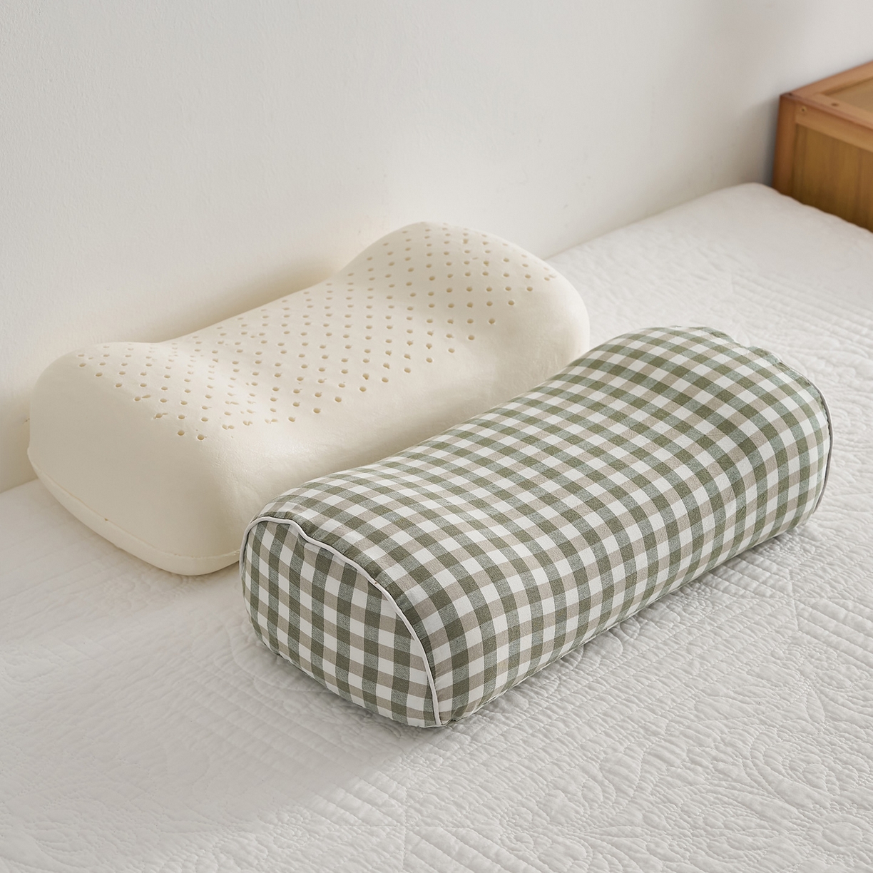 91家纺网 家纺一手货源 找家纺 乐可 2025新款水洗棉乳胶便携枕头枕芯抱枕午睡枕露营枕 水洗棉乳胶便携枕-XS3绿