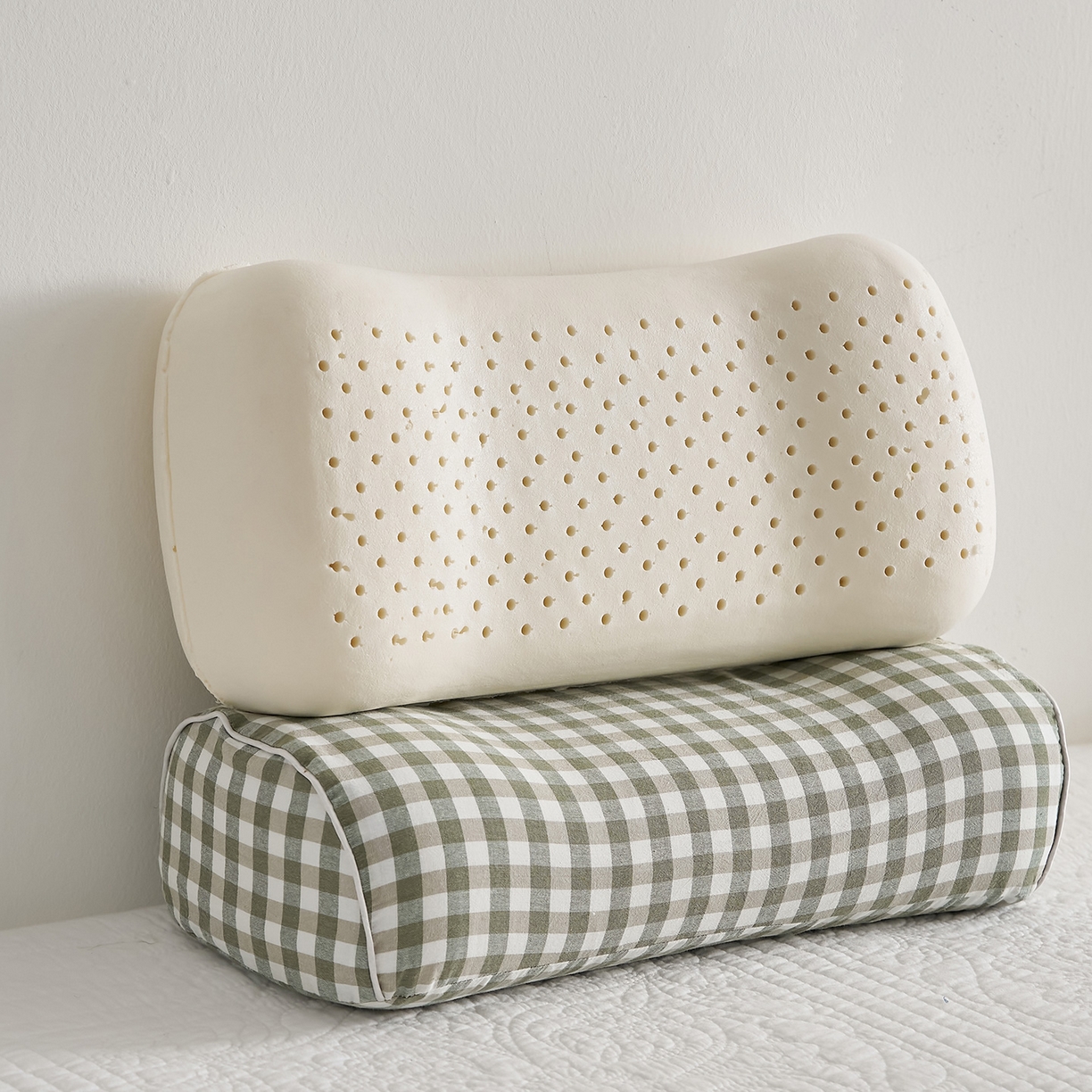 91家纺网 家纺一手货源 找家纺 乐可 2025新款水洗棉乳胶便携枕头枕芯抱枕午睡枕露营枕 水洗棉乳胶便携枕-XS3绿