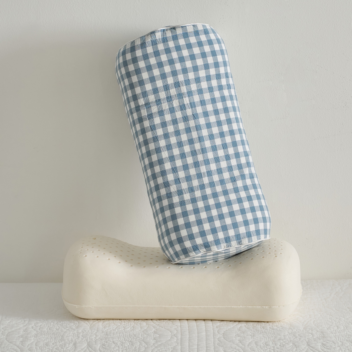 91家纺网 家纺一手货源 找家纺 乐可 2025新款水洗棉乳胶便携枕头枕芯抱枕午睡枕露营枕 水洗棉乳胶便携枕-XS3蓝