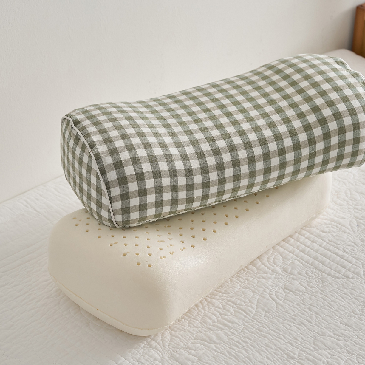 91家纺网 家纺一手货源 找家纺 乐可 2025新款水洗棉乳胶便携枕头枕芯抱枕午睡枕露营枕 水洗棉乳胶便携枕-XS3绿